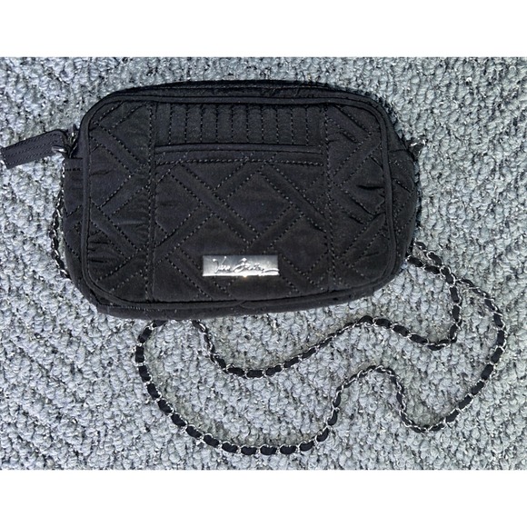 Vera Bradley Crossbody‎ Purse Quilted Black Chain Strap EUC - Picture 2 of 8